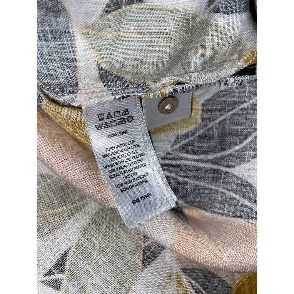 Rachel Zoe Tropical Floral Linen Blouse Top Button Back Small EUC Linen - Picture 11 of 11